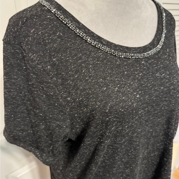 Torrid Classic Fit Jersey Crew Neck Rhinestone Pocket Roll Sleeve tee - Picture 2 of 6